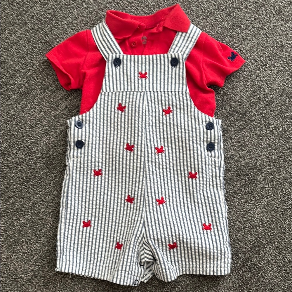 Little Me Striped Overall Set